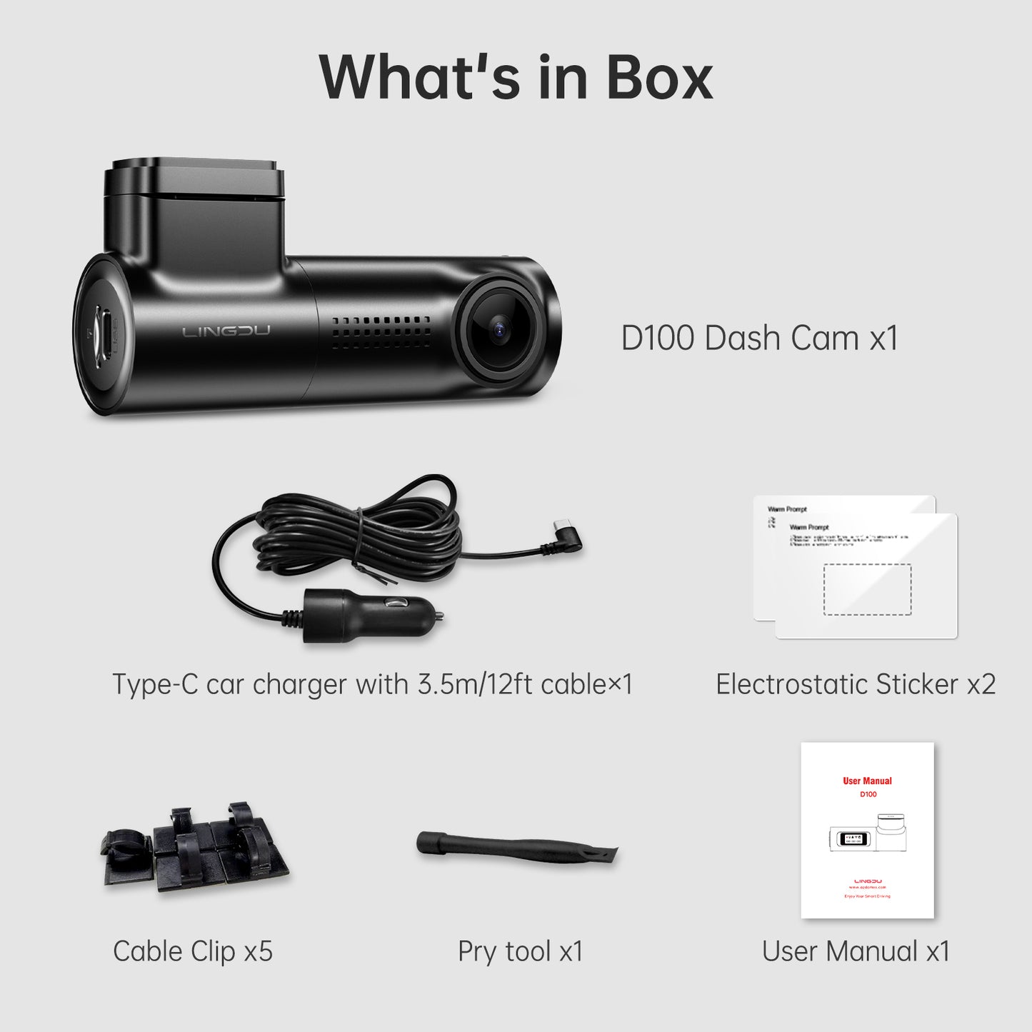 LINGDU D100 Wireless Dash Cam - The 2K HDR Smart Dash Camera with Built-in WIFI and GPS