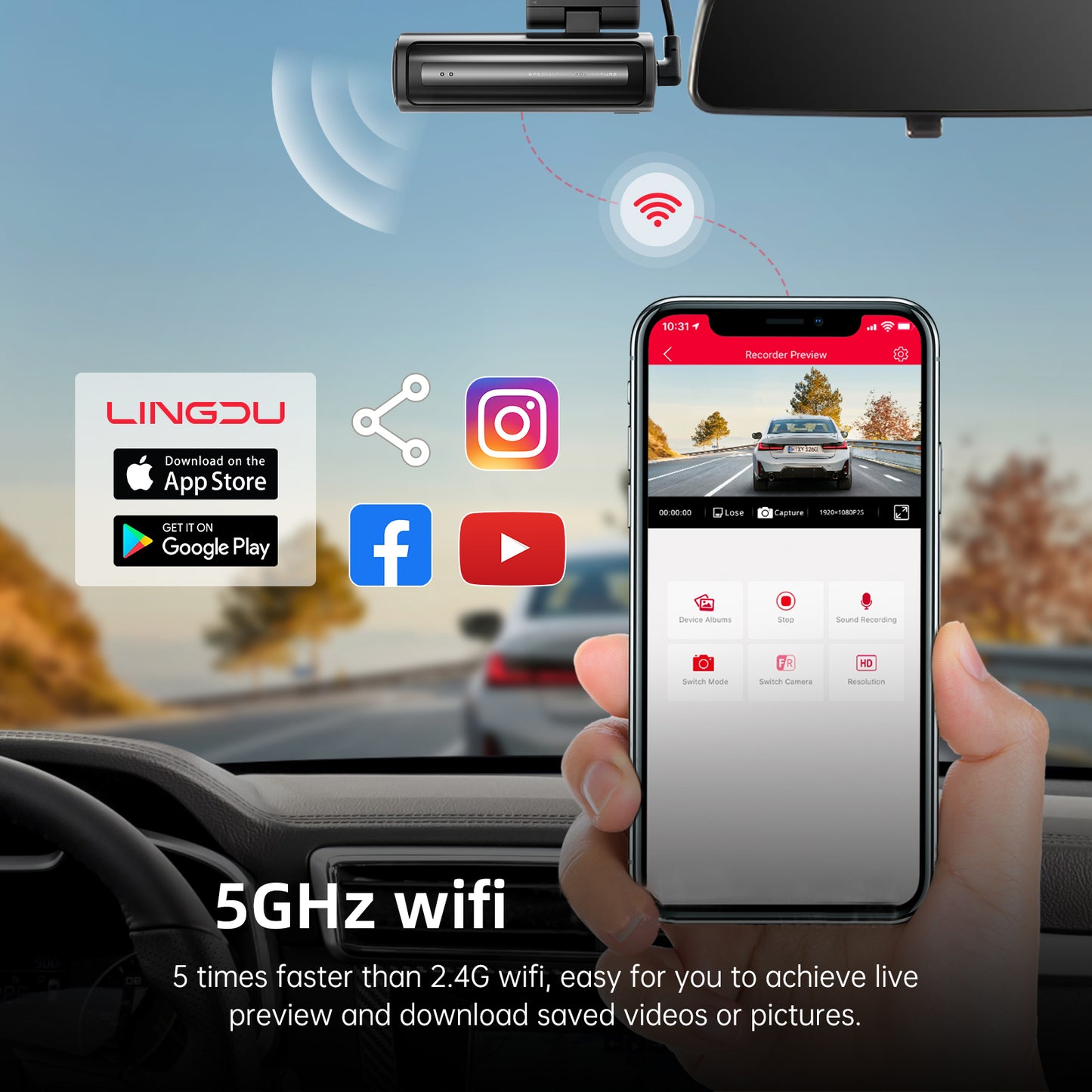 LINGDU LD06 Back Up Camera for Car - The Real 4K+2K Dual-Channel Dash Cam with Super Night Version and Voice Control