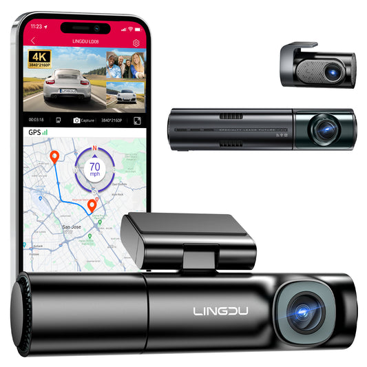 LD08 5K 3 Channel Dash Cam, 5GHz WiFi Dual Front and Rear Dash Cam for Car with ADAS, Voice Control Built-in 128GB eMMC, G-Sensor 24H Parking Mode, Night Vision Loop Recording, Built-in GPS